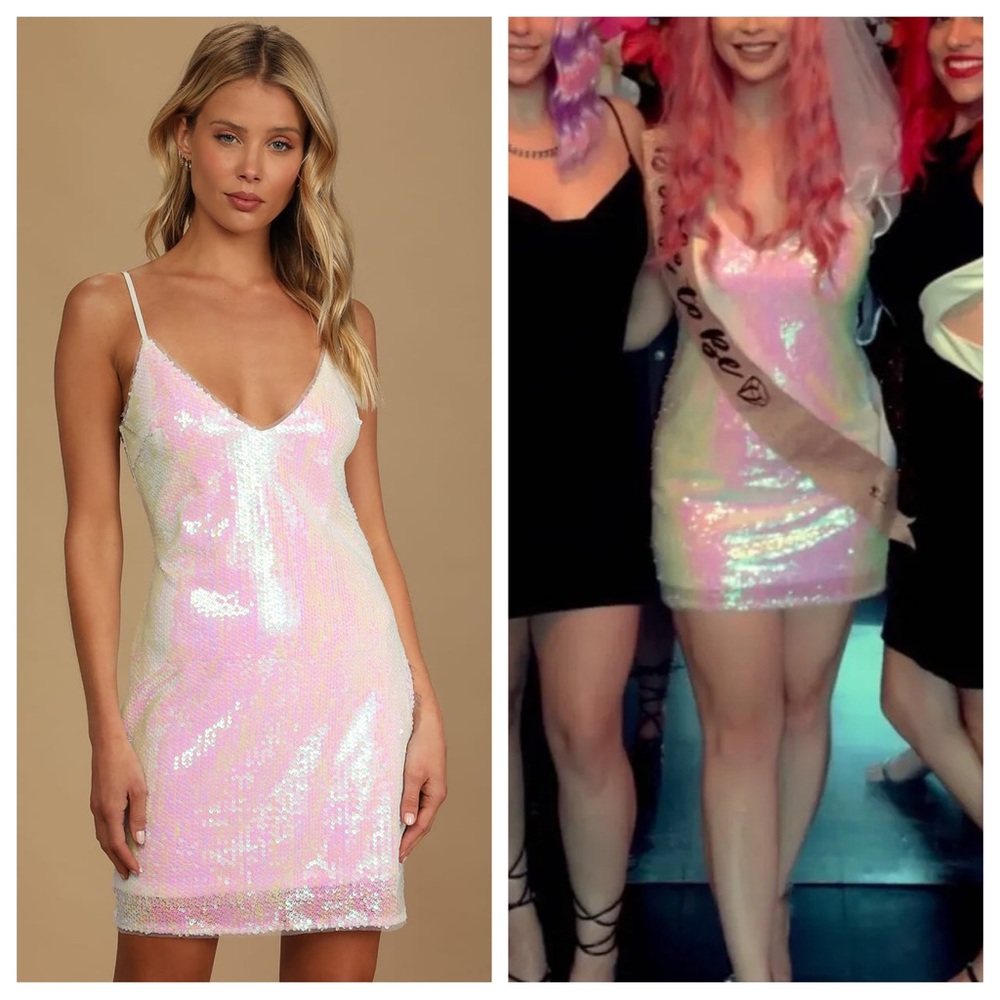NWOT Lulus Mirrorball White Iridescent Sequin Mini Dress